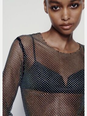 Zara Mesh Rhinestone Party Dress - XS-S